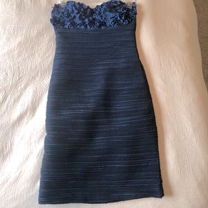 Navy blue strapless mini dress